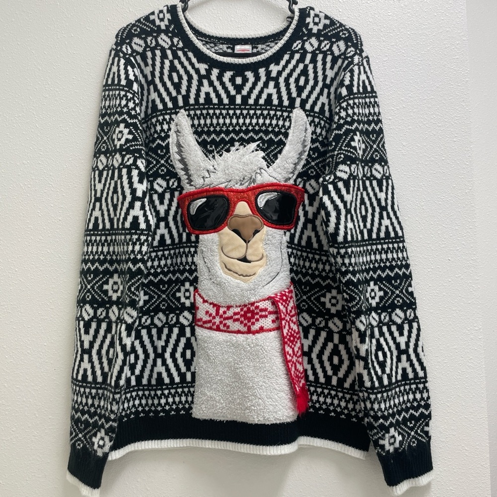 Holiday Time Men's & Big Men's Fa La Llama Ugly Christmas Sweater. Large (42-44)
